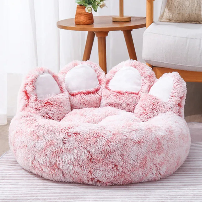 Bear Paw Shaped Cozy Pet Bed - Comfortable and Fluffy Sleeping Sofa for Small to Large Dogs and Cats